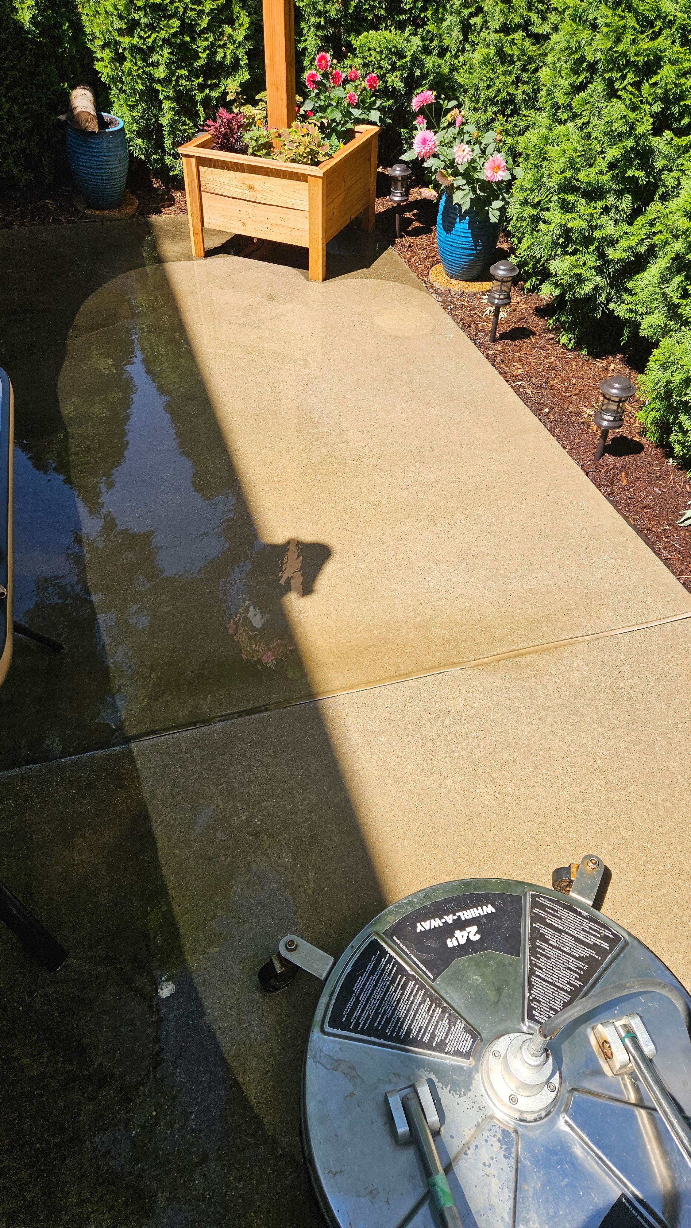 Detailed view of surface preparation work on the concrete